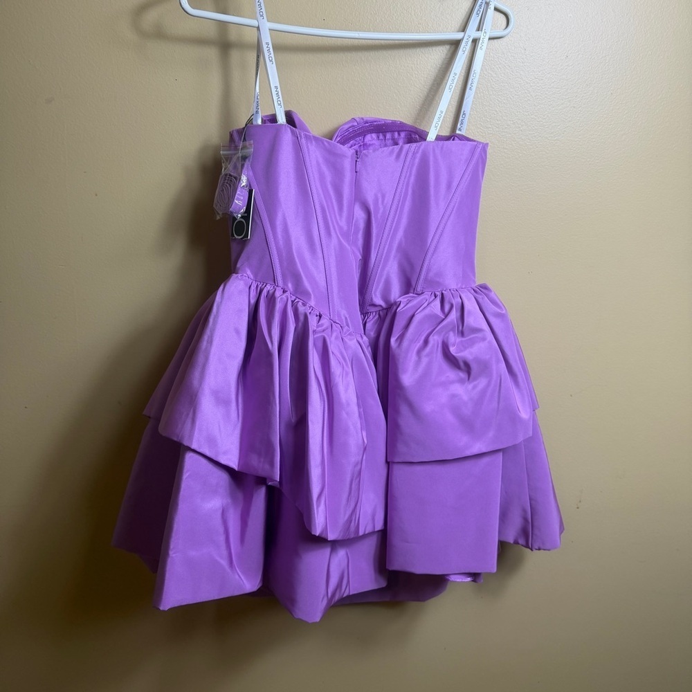 NWT Jovani Sweetheart Tiered Taffeta Short Dress lilac. Size 12 purple - Picture 10 of 12